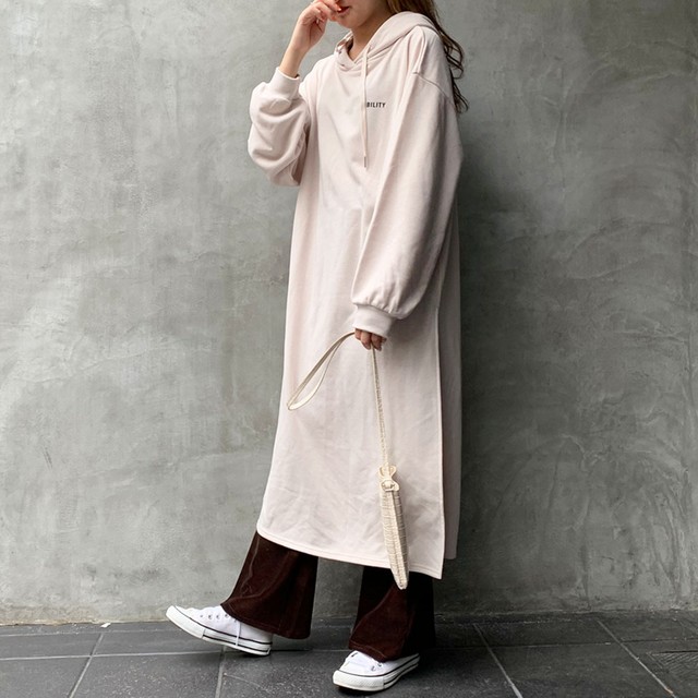 全4色 バックロゴ マキシパーカー パーカーワンピース ロングワンピース Redlabel