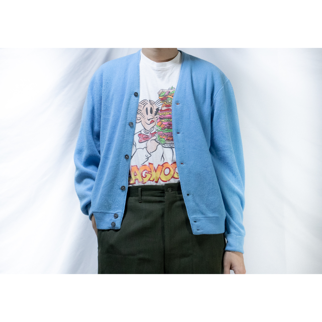 Vintage Mint Blue Acrylic Cardigan 古着屋 Goyururito