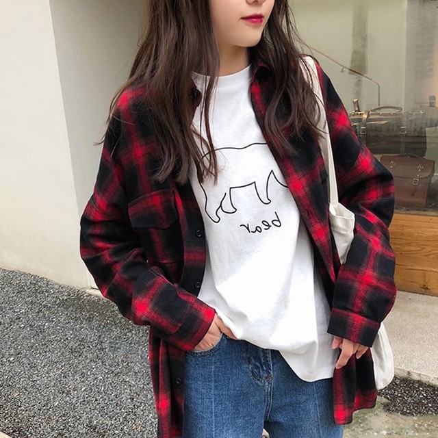 シャツ 大きい チェック柄 シャツ ビッグシャツ チェックシャツ レディース ネルシャツ ブラウス 長袖 シャツ カジュアル トップス ゆったり ネット通販 購入 激安 10代 代 30代 40代 春 夏 Roprot ロプロット ファッション レディースアパレル販売