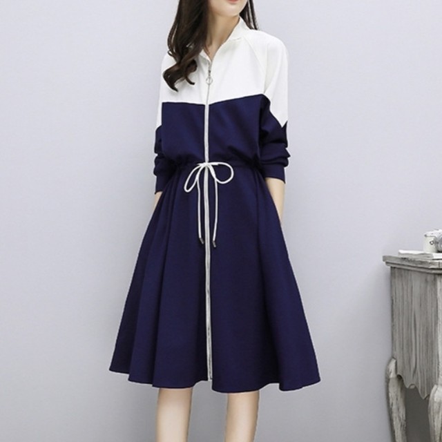 バイカラー ワンピース スポーティー 長袖ワンピ Tamu Shops