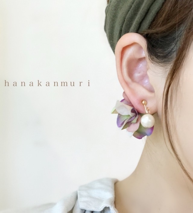 イヤリング 浴衣や着物にも似合う和コーデし易い Garden ガーデン Hanakanmuri はなかんむり 可愛いピアス やイヤリングが中心の Ecru エクリュ のアトリエ作品のお店