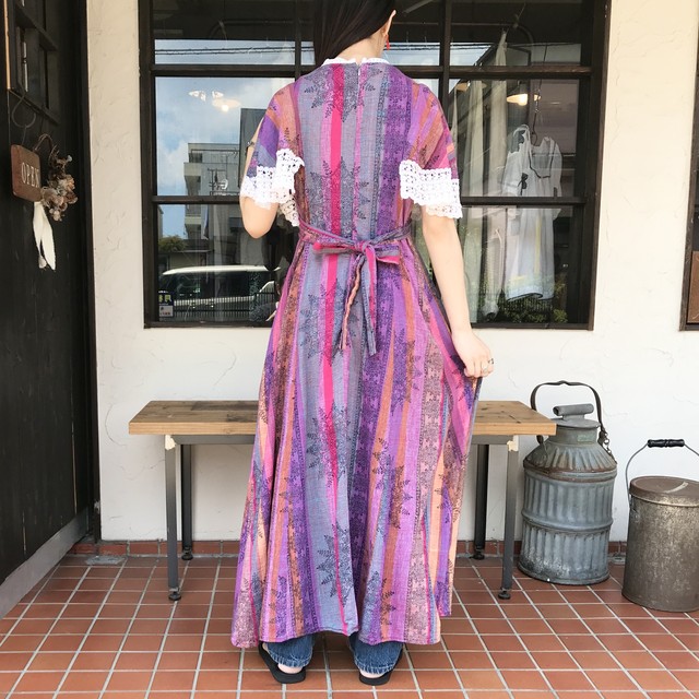 Used 60s Vintage 曼荼羅 エスニック ロング ワンピース Racey