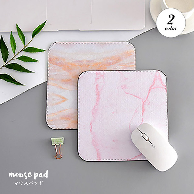 マウスパッド おしゃれ 大理石風 かわいい コースター 滑りにくい 滑り止めパッド オシャレ 可愛い 女子力アップ ピンク オレンジマーブル シンプル オフィス 会社 自宅用 パソコン デスクワーク テレワーク リモートワーク Usefulgoods