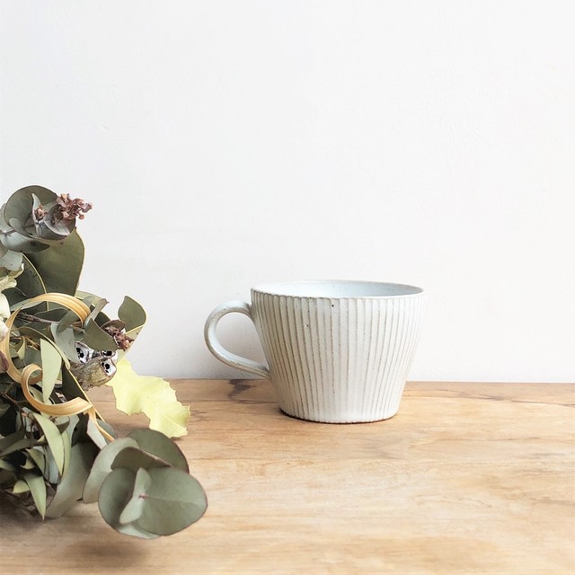 樹ノ音工房 マグカップ フリー 白マット しのぎ うつわと雑貨 アンジュール