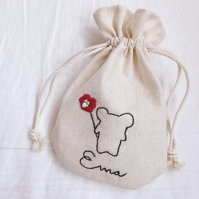 オーダー バースデーカラー お名前の巾着袋 メクバセルージー