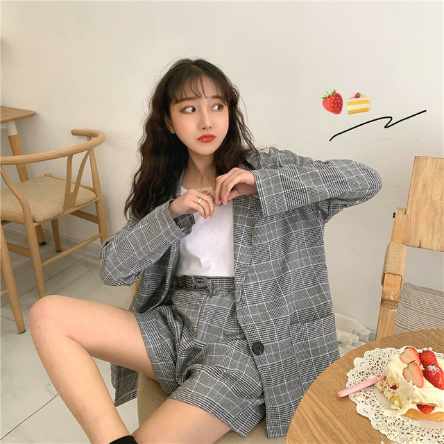 グレンチェック ジャケット セットアップ ツーピース 上下セット ショートパンツ ショート丈 パンツ グレンチェック セットアップ グレンチェック パンツ カジュアル 韓国 オルチャン 韓国ファッション 新作 秋冬 秋 冬 Om 378 Musubi Me 韓国 オルチャン レディース