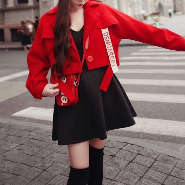 セットアップ ツーピース 2点セット 小さいサイズ アウター ピーコート 長袖 キャミソールワンピース 無地 ミニ丈 O P