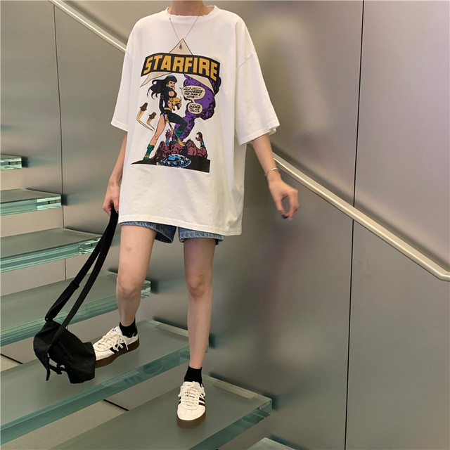 プリントｔシャツ レディース 韓国 ファッション レディース 夏 トップス パンク アメコミ アニメ 夏物 トップス 半袖 ｔシャツ レディース ストリート かわいい ｔシャツ レディース Vestito