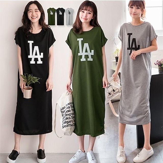 ゆったりシルエットで着やせ美人新作 春夏 コクーンtシャツワンピース ワンピ 韓国子供服 Rebel