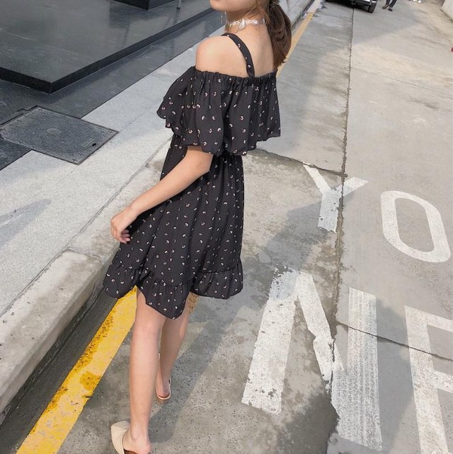 18夏のストラップレス 花柄 シフォン ストラップレス ショートスカート ワンピース 523 Leaflower 001 リーフラワー レディースファッション専門店