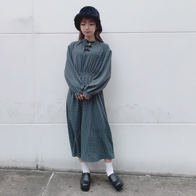 スタンドカラー柄チャイナワンピース Burlesque