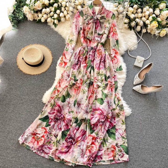 シフォン ロング ワンピース R0649 Rosecat