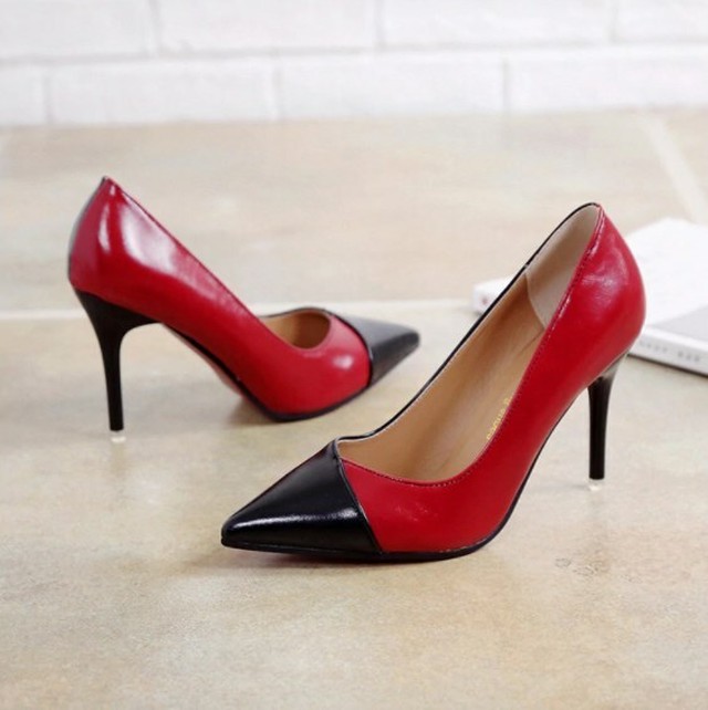 Olファッション 春夏パテントレザー パンプス レディースファッション スペル色 ハイヒール ブライダル パーティ 結婚式 シューズ レッド ブラック ワールドトレンドショップ