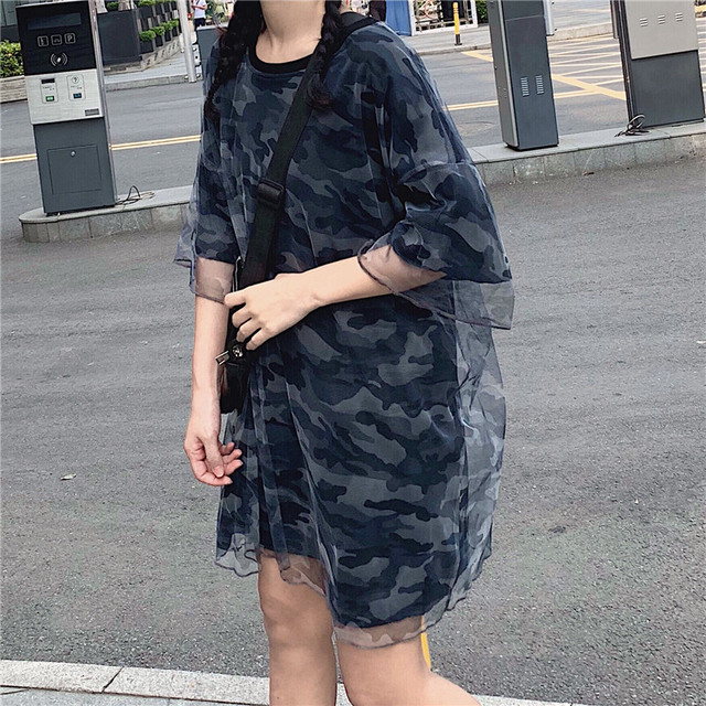 カットソー Tシャツ トップス レディース カモフラ柄 迷彩柄 オーバーサイズ メンズライク 韓国ファッション カジュアル G1024 Mhf Clothes