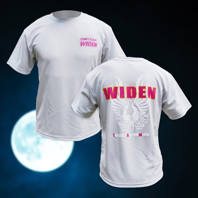 Widenメインロゴtシャツ レディース キッズサイズ シルバーグレー ピンク 送料無料 わいでん笑店 Team T A W