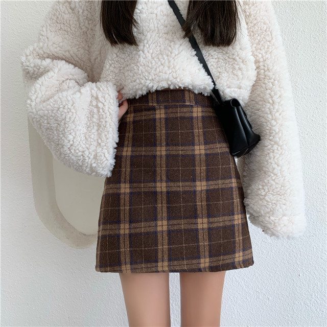 〈カフェシリーズ〉レトロチェック台形スカート【rétro check trapezoid skirt】