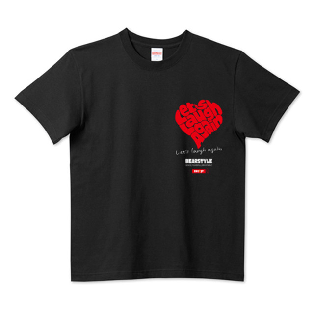 <新サイズ>Let's Laugh Againワンポイント Tシャツ 「さあ、笑おう!」BEARSTYLETシャツ:ブラック