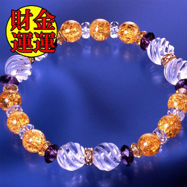 【金運上昇】お金を引き寄せる★トルネード水晶&爆裂黄水晶ダブルブレス★(10mm)