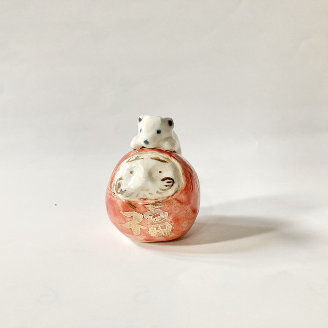 しろくまだるまの置き物 すずきたまみ 陶芸作品 ヤマトとニコメのネットストア