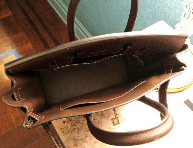 【エルメス】HERMES オータクロア28CM Fjordレザー EBENE BROWN(カーキ)GOLD金具