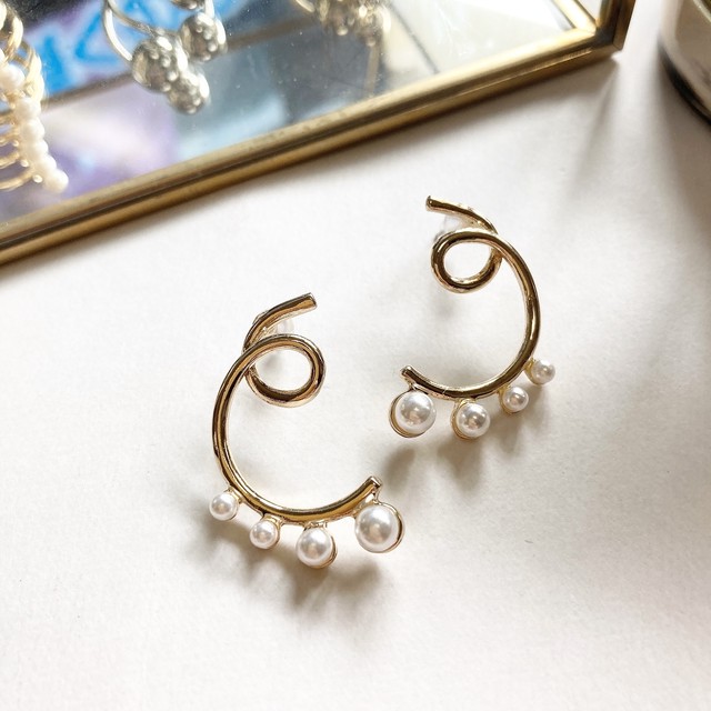 【ピアス】うずまきパールピアス ポスト部分シルバー925
