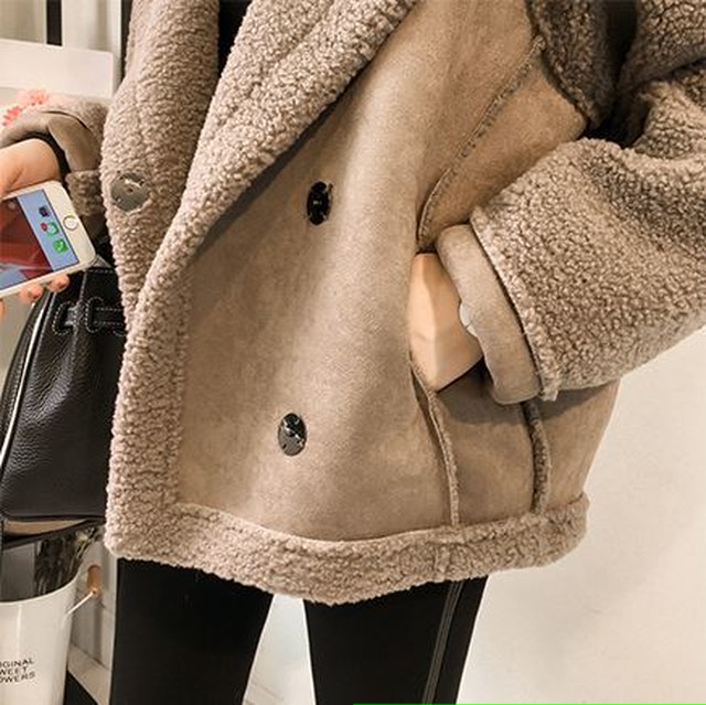 秋冬 ボア ジャケット フェイクムートン コート 3color 韓国 オルチャン Cocotown