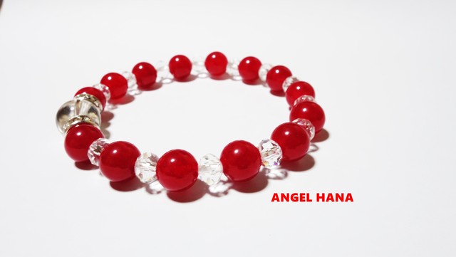 Color Jade パワーストーンブレスレット レッドジェイド Angel Hana