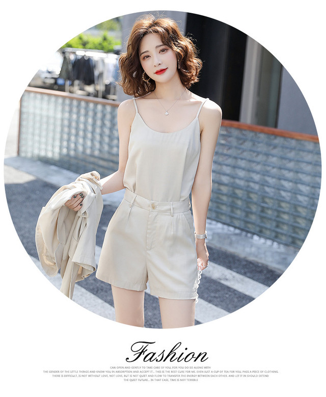 3ピース セットアップ セット アウター ジャケット インナー キャミソール キャミ 半袖 ショートパンツ パンツ きれいめ 上品 大人 こなれ感 春夏 オフィス ジャケット専門 ノンノン スクリー Nonnon Skry For Ladies Jackets Only