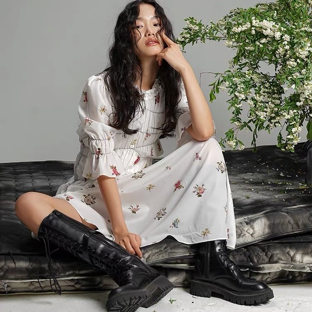 flower chiffon dress