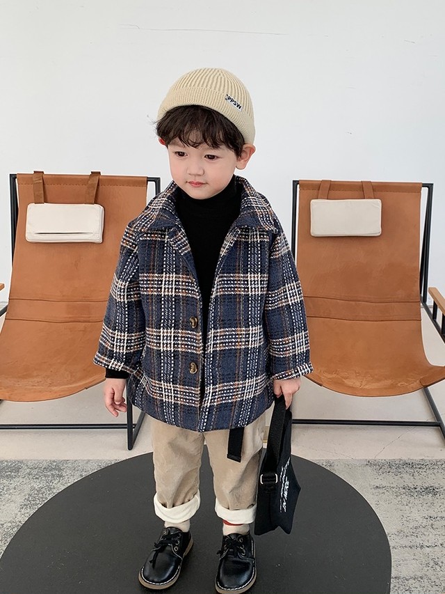 男の子 チェック コート ジャケット アウター 秋 冬 おしゃれ 90 140cm Dyh海外子供用品