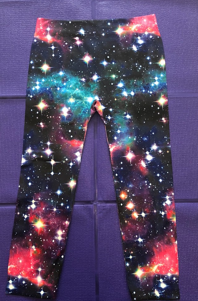 レギンス パープル スペース柄 モアナヨガウェア Moanayogawear