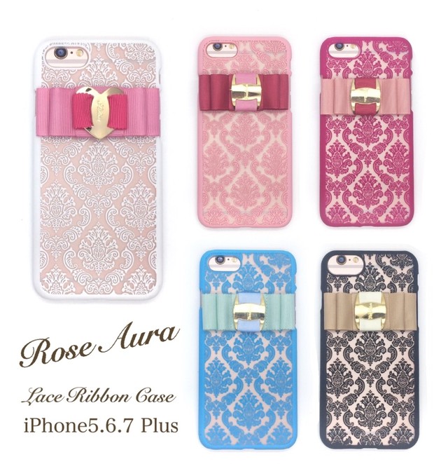【即納】リボン付きレースiPhoneケース