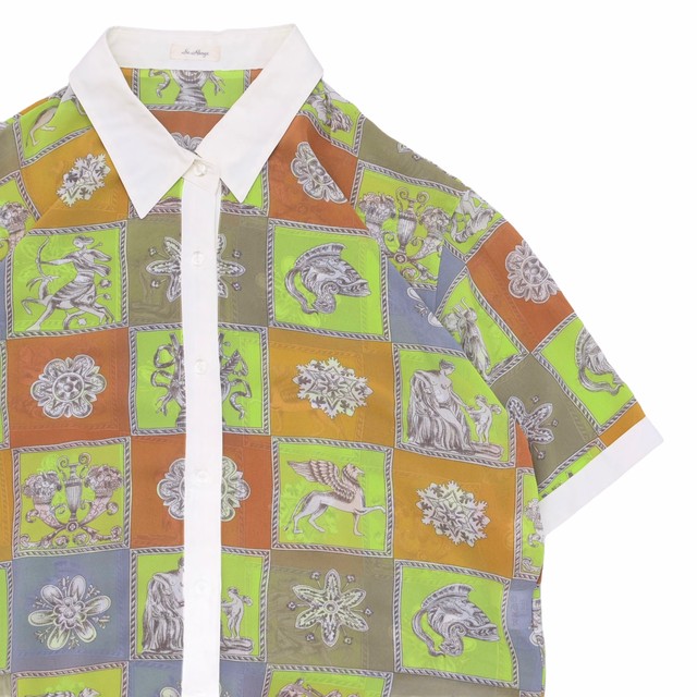 Japan vtg antique panel pattern cleric shirt