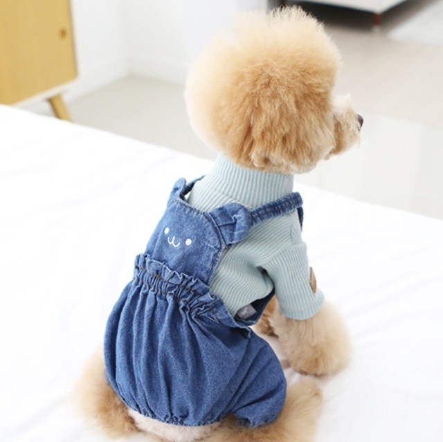 犬用 デニム ブルー オーバーオール 洋服 つなぎ パンツ 単品 かぼちゃパンツ Sukijinjin