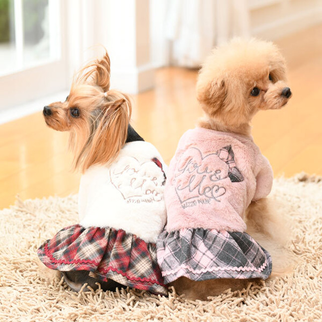 冬服sale Mezzo Piano メゾピアノ フェイクファーチェックワンピース 犬服 Rm Dogs