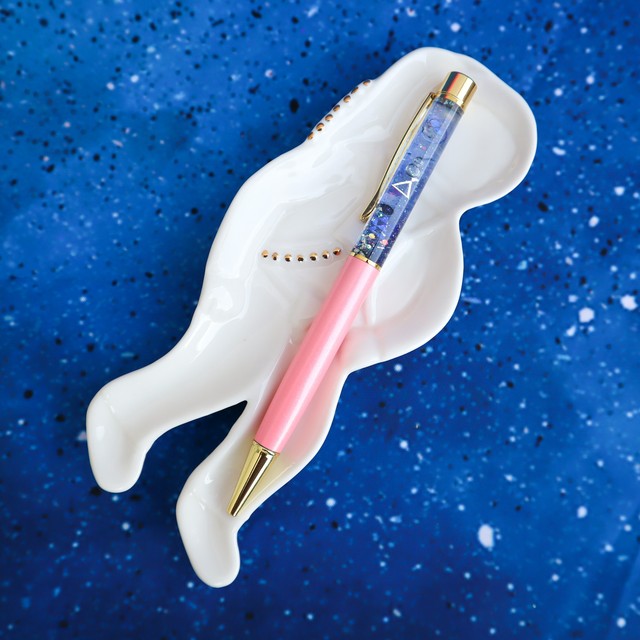 宇宙なハーバリウムボールペン ライトピンク 紫と宇宙の店