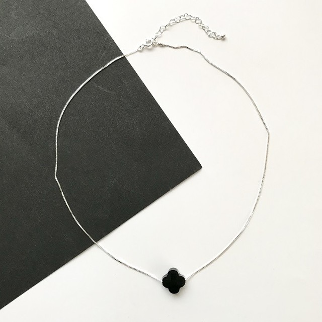 ブラックオニキス ベネチアンチェーンネックレス Silver925 Emu