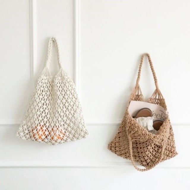 トートバッグ レディース エコバッグ かごバッグ メッシュバッグ 軽い スケルトン 小さめ 編み ショルダーバッグ かばん Cospa Fashion