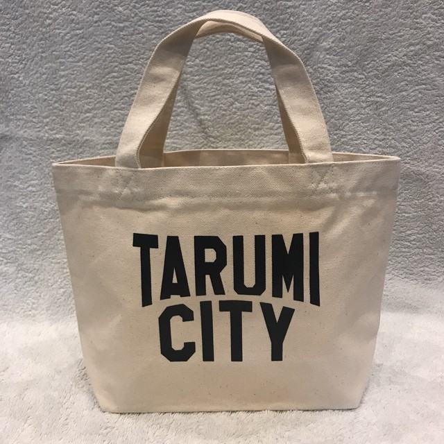 Tarumi City ランチトートバック ナチュラル ネイビーロゴ ジェームス山 素敵洋品店