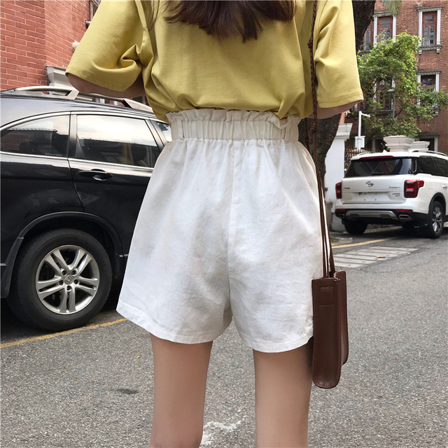 ゴムウエスト ワイドショートパンツ ハイウエスト ショートパンツ ハーフパンツ ボトムス パンツ 着回し デイリー きれいめ カジュアル 大人カジュアル シンプル 春夏 秋 レディース 女性 トレンド 人気 ホワイト ブラック ブラウン つらら商店