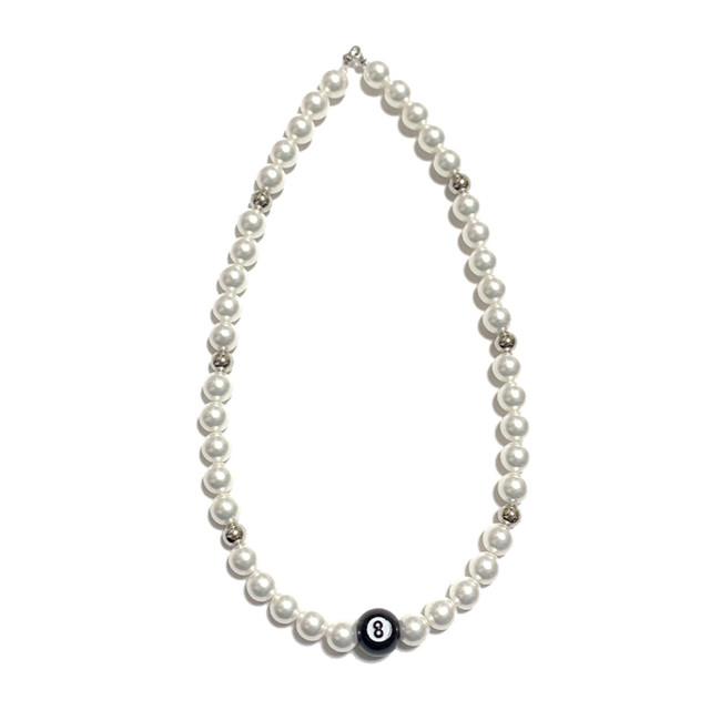 【Cat & Parfum】Eight Ball & Silver Beads Necklace