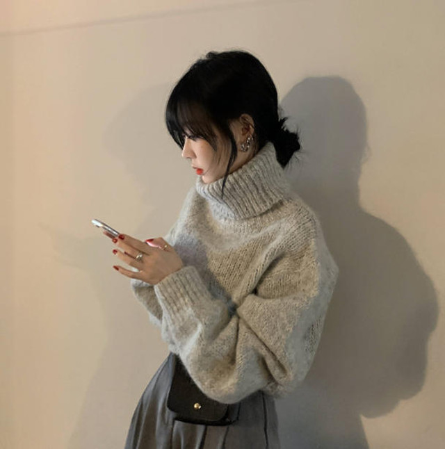 3色 ニット トップス タートルネック 長袖 ゆったり 無地 シンプル 大人可愛い カジュアル 暖かい 秋冬 韓国 オルチャン ファッション Cocotown