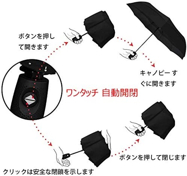 Jpcs 折りたたみ傘 ワンタッチ 自動開閉 丈夫な傘 12本骨 耐強風 おりたたみ傘 メンズ 大きい 折畳み傘 晴雨兼用 傘カバー付き 安くて頑丈だ 折り畳み傘 レディース おしゃれ 超撥水 Az Japan Classic Store