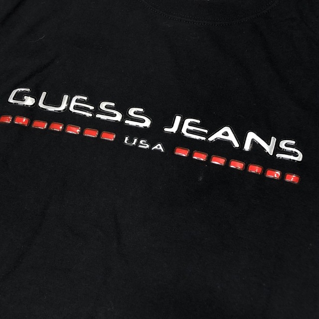 Guess Jeans ゲス ジーンズ Usa製 ロゴマーク入り 半袖tシャツ 黒 M 都町の古着屋 Charkha Bazaar チャルカバザール