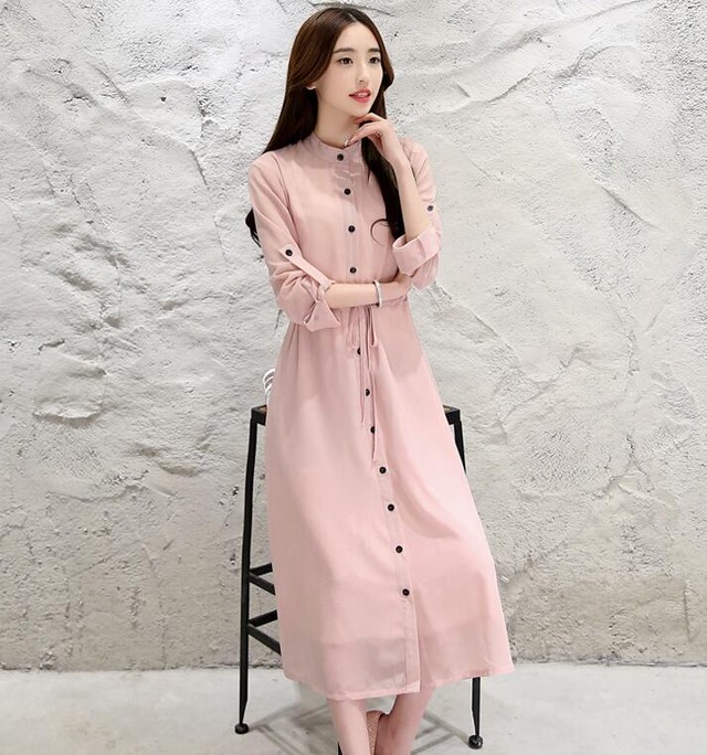 送料無料 シャツワンピース シフォンワンピ レトロワンピース 無地 長袖 ロングワンピース カジュアル ロングシャツ レディース 秋 ワンピース Oprk2452 体型 小さいサイズ 大きいサイズ に合わせたパーティードレス専門店 Mini Maxi