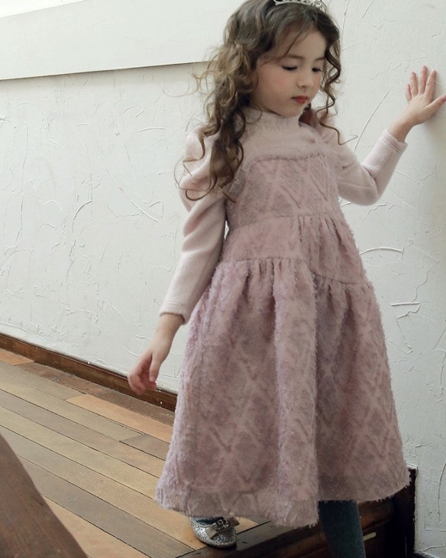 送料無料 即納 Lindo もこもこ ワンピース 韓国 子供服 フリース ファー Ricamo 韓国イブル こども服のお店