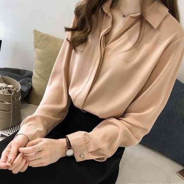 ブラウス レディース 長袖 シャツ 春 夏 春夏 大きいサイズ トップス オフィスカジュアル きれいめ 他と被らない 新作 大人気 おすすめ 安い Sns映え 体型カバー 袖あり 上品 シフォン ガーリー ナチュラル カジュアル フェミニン シンプル デート Vネック 襟 とろみ 旅行