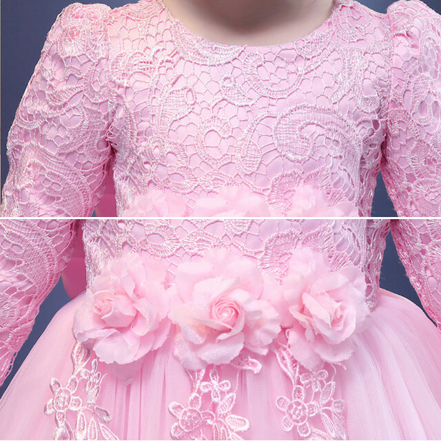 子供服 キッズ ドレス ワンピース 100 160cm リボン 花 モチーフ レース フィッシュテール 結婚式 リングガール フラワーガール 発表会 演奏会 K0039 Kireina Dress キレイナ ドレス