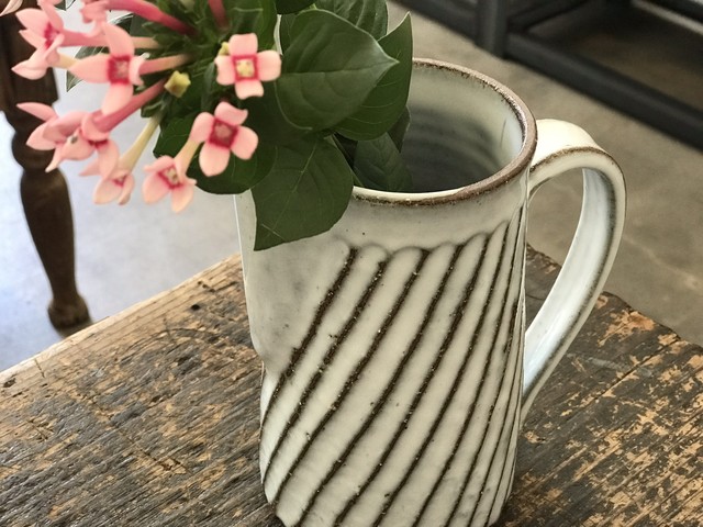 桜秋窯 水差し 花瓶 大 斜めストライプ うつわのわ田