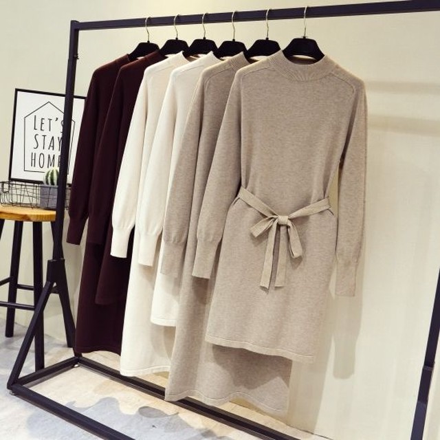 ニットワンピ ニットワンピースロング タイト コーデ 40代 冬 50代 Vネック 30代 ロング丈 長袖 カジュアル 大人 通勤 ニットワンピ 大人 おしゃれ きれいめ オフィス ラウンドネック Dress No Sato